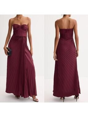 $658 AMUR Joyceann Strapless Sweetheart Pleated Gown - Size 6